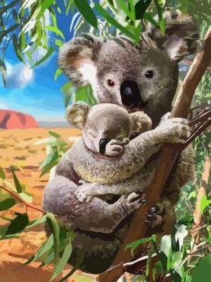 Koala and Cub at Tree paint by numbers