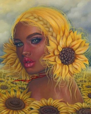 Sunflowers Girl paint by numbers