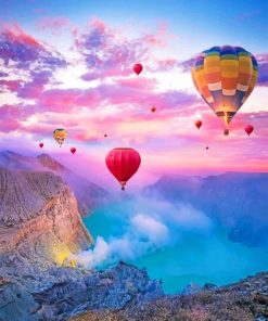 Hot Air Balloons Over Sunset paint by numbers