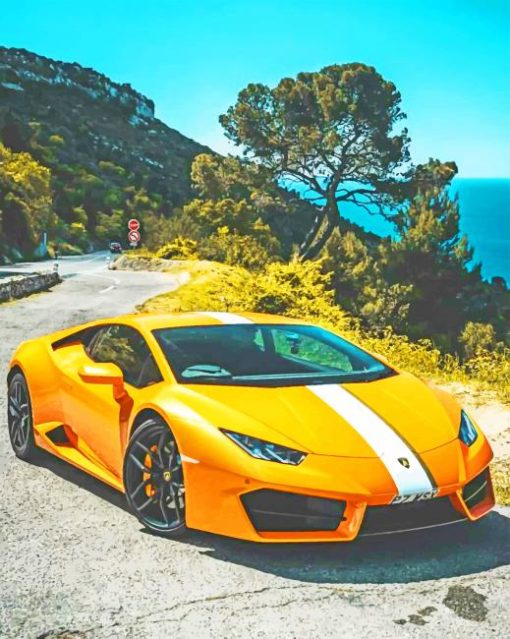 Yellow Lamborghini paint by numbers