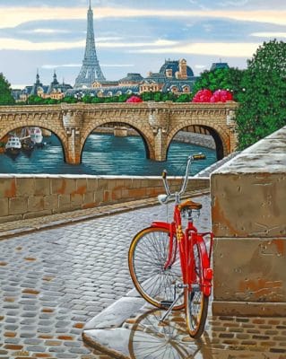 Red Bike In Paris Paint by numbers