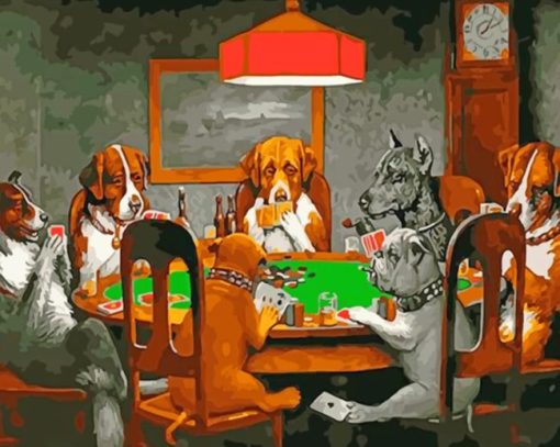 Dogs Playing Cards Paint by numbers