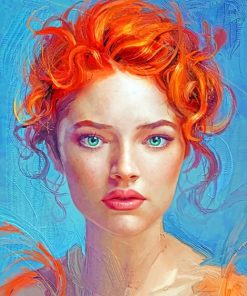 Red Head Beautiful Lady paint by numbers