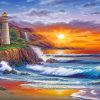 Sunset Beach Lighthouse paint by number