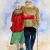 Old Couple Hugging paint by numbers