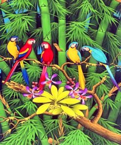 Tropical Parrots Birds Paint by numbers