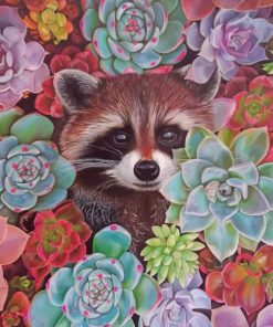 raccoon In Succulent paint by numbers