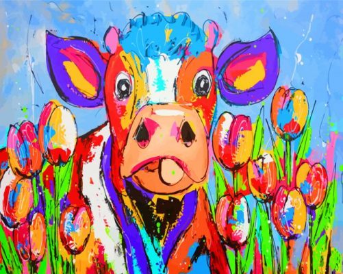 Colorful Cow Art Paint by numbers