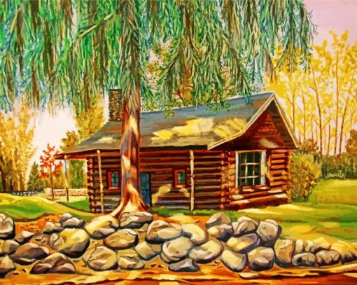 Old Log Cabin Paint by numbers