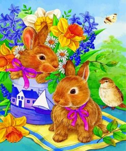 Rabbits And Bird Paint by numbers