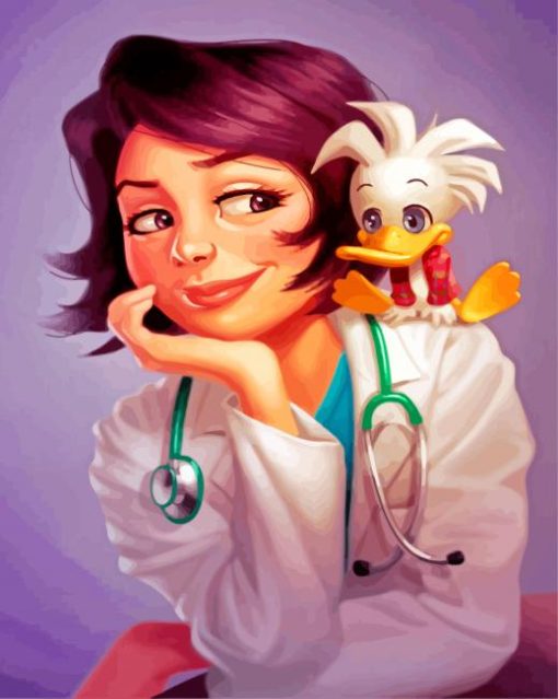 cute-nurse-with-her-little-friend-paint-by-numbers