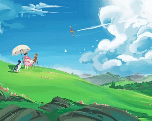 Anime Studio Ghibli Landscape Paint By Numbers