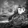 Black And White Bass Harbor Lighthouse Paint By Numbers