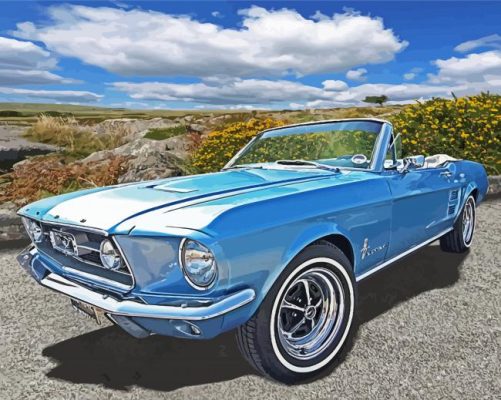 Blue 1967 Ford Mustang Convertible Paint By Numbers