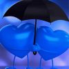 Blue Hearts Under Umbrella Paint By Numbers