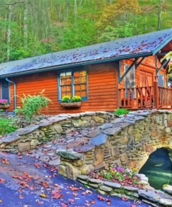 Bridge With A Cottage Paint By Numbers