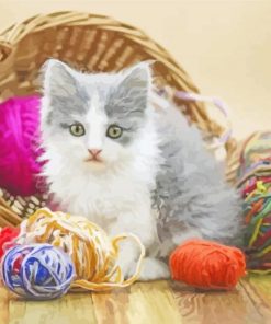 Cat With Yarn Paint By Numbers