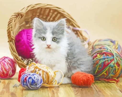 Cat With Yarn Paint By Numbers