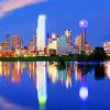 Dallas Skyline Reflection At Night Paint By Numbers