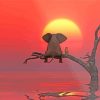 Elephant Sitting On Branch Sunset Paint By Numbers