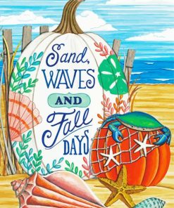 Fall Beach And Pumpkins Paint By Numbers