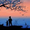 Father And Son Fishing Silhouette Paint By Numbers