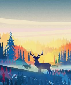 Forest Sunrise Deer Paint By Numbers