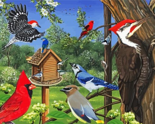 Garden Bird Feeder Paint By Numbers