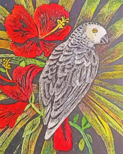 Grey Parrot Art Paint By Numbers