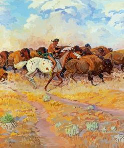 Herd Of Buffalo And Indians Paint By Numbers