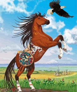 Indian Horse With Eagle Paint By Numbers