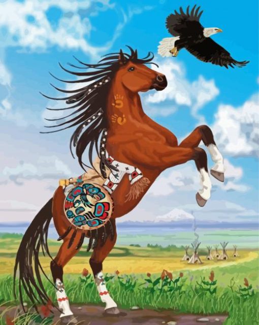 Indian Horse With Eagle Paint By Numbers