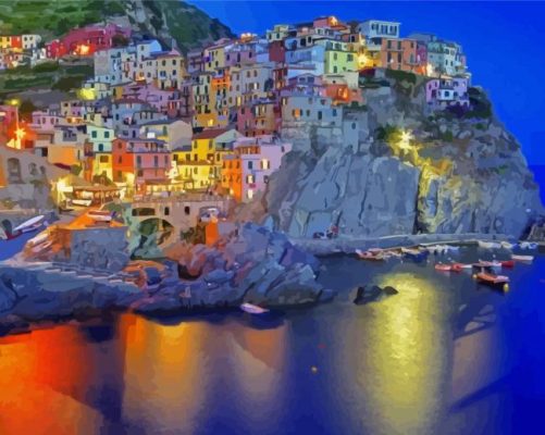 Italy Amalfi Coast At Night Paint By Numbers