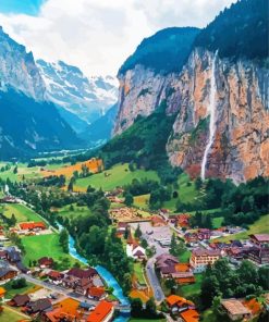 Lauterbrunnen Village In Switzerland Paint By Numbers