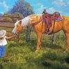 Little Girl And Horse In A Farm Paint By Numbers