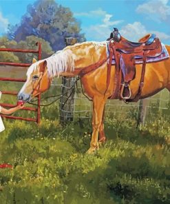 Little Girl And Horse In A Farm Paint By Numbers