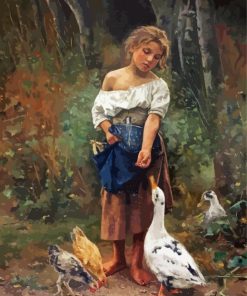 Little Girl With Ducks Paint By Numbers