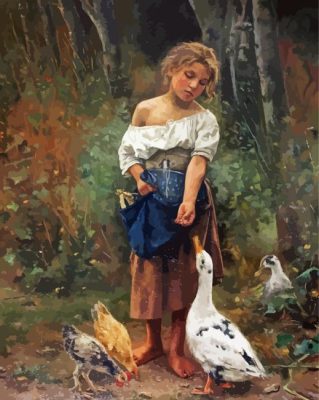 Little Girl With Ducks Paint By Numbers