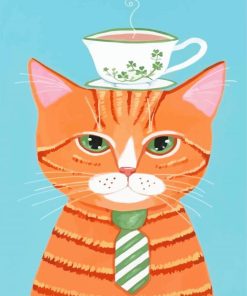 Mr. Cat And Coffee Cup Paint By Numbers