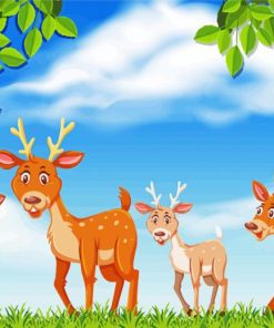 Nature Scene With Deer Animation Paint By Numbers