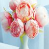 Pink Peach Peonies In White Vase Paint By Numbers