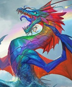 Rainbow Dragon In Water Paint By Numbers