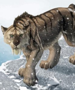 Saber Tooth Tiger In Winter Paint By Numbers