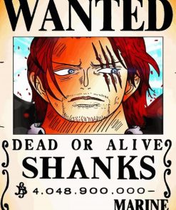 Shanks One Piece Wanted Poster Paint By Numbers