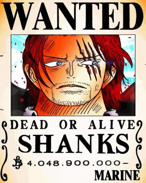 Shanks One Piece Wanted Poster Paint By Numbers