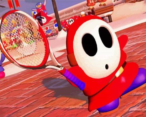 Shy Guy Playing Tennis Paint By Numbers