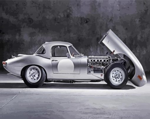 Silver Jaguar E Type Paint By Numbers