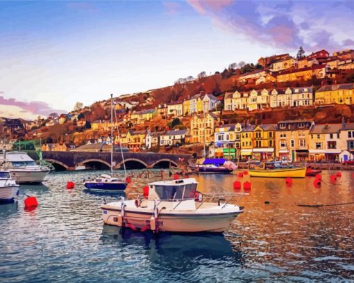 Sunset At Looe Harbour Paint By Numbers