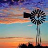 Sunset Silhouette Western Windmill Paint By Numbers