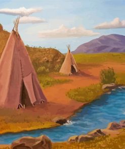 Tipi Tents By River Paint By Numbers